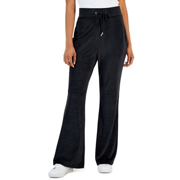 INC International Concepts Pants - I.N.C. International Concepts Size M Black Velour High Rise Flare Leg Pants NWT